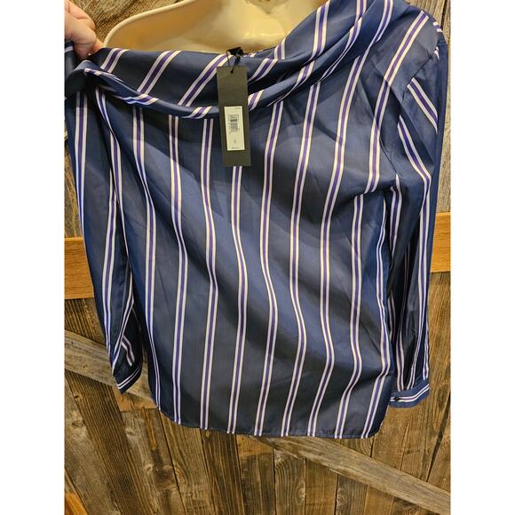 NWT banana republic S vertical stripes long sleeve off shoulder collar career - Picture 4 of 9